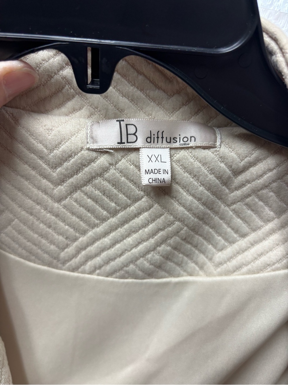 Open-Front Light Beige Chevron Knit Cardigan - Picture 7 of 7